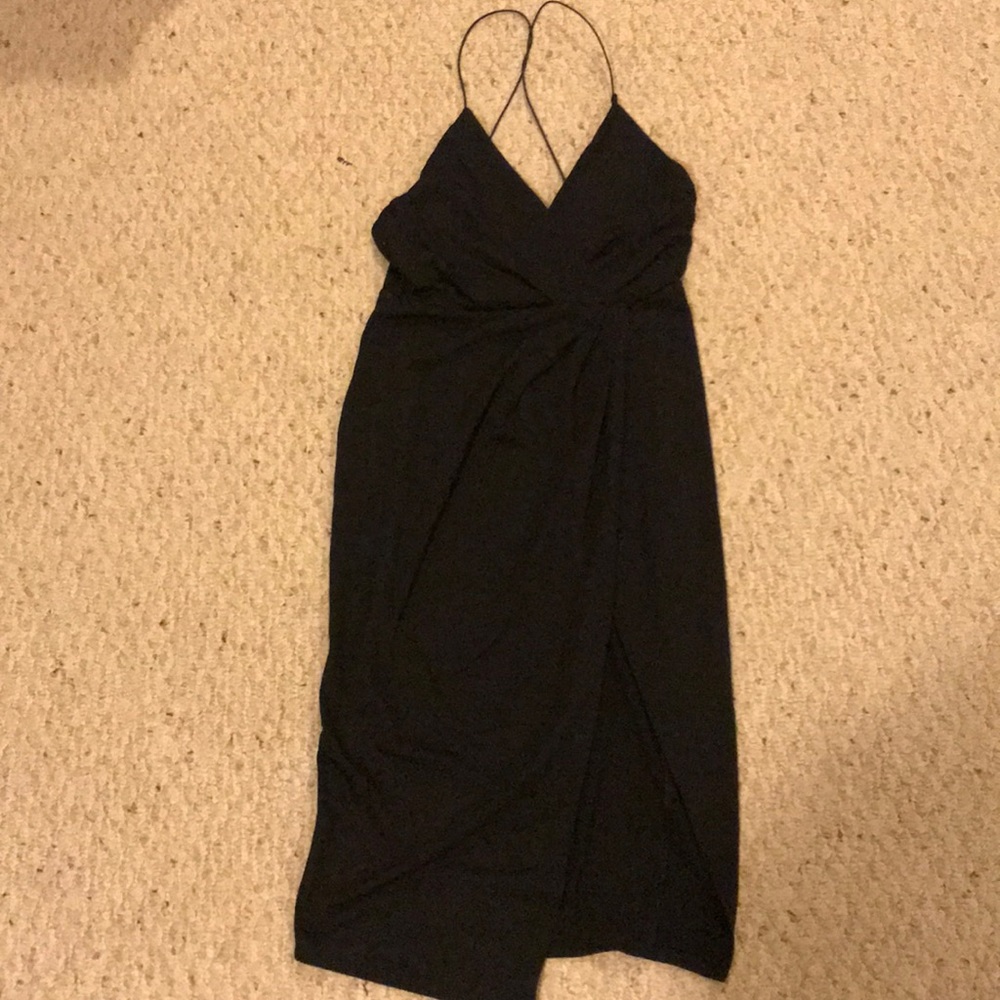 Boohoo Black wrap dress with crossing straps 🖤
